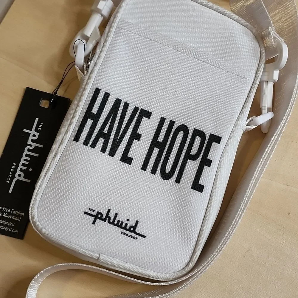 White Crossbody Bag Purse Canvas Zipper Crossbody Adjustable Equality LBGTQ New - Picture 2 of 5